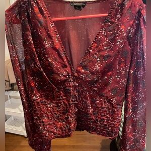 Jagar maroon and green floral top